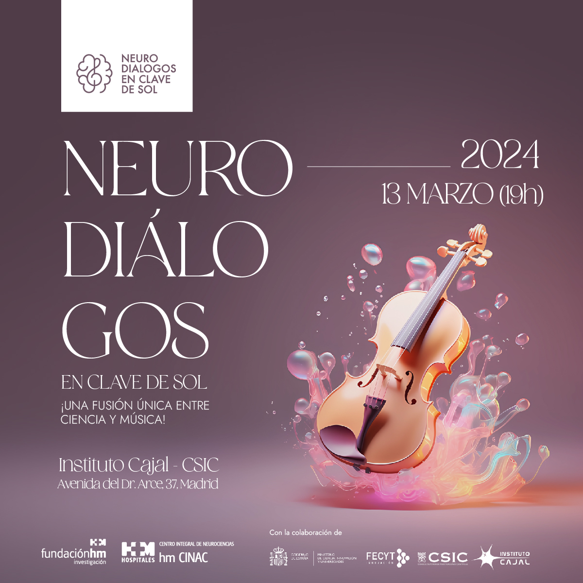 Cartel de la actividad Neurodiálogos, el 13 de marzo en el Instituto Cajal (Madrid)